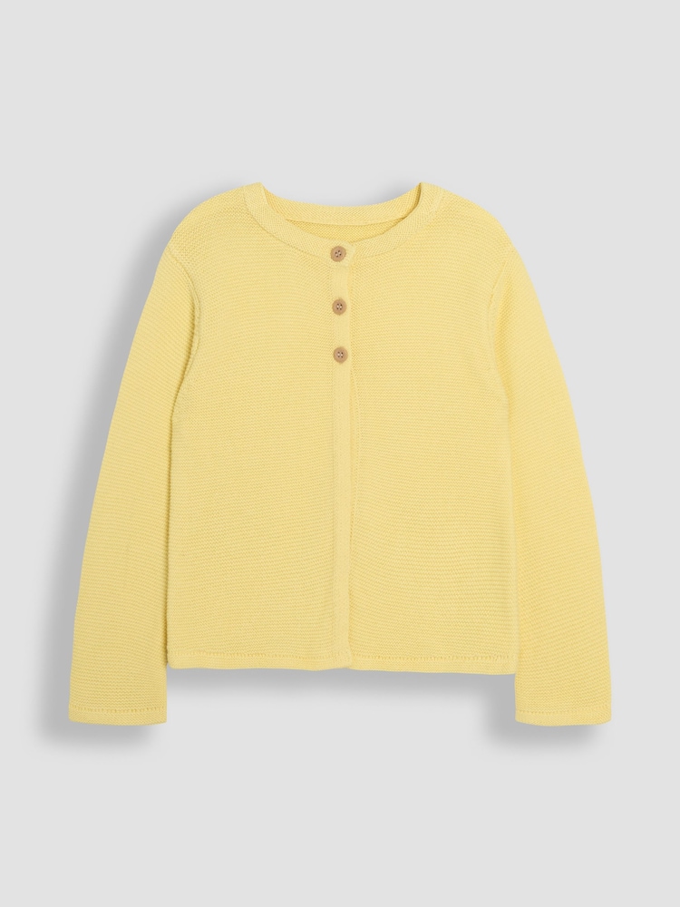 JoJo Maman Bébé Yellow Classic 100% Cotton Cardigan - Image 1 of 3