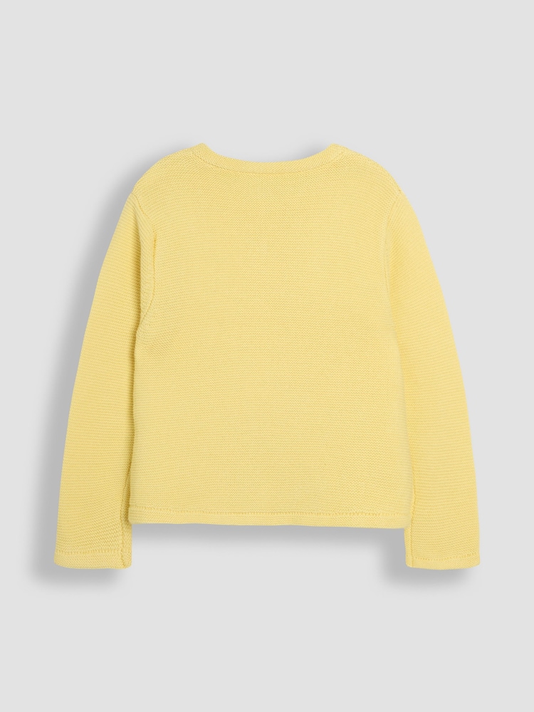 JoJo Maman Bébé Yellow Classic 100% Cotton Cardigan - Image 2 of 3