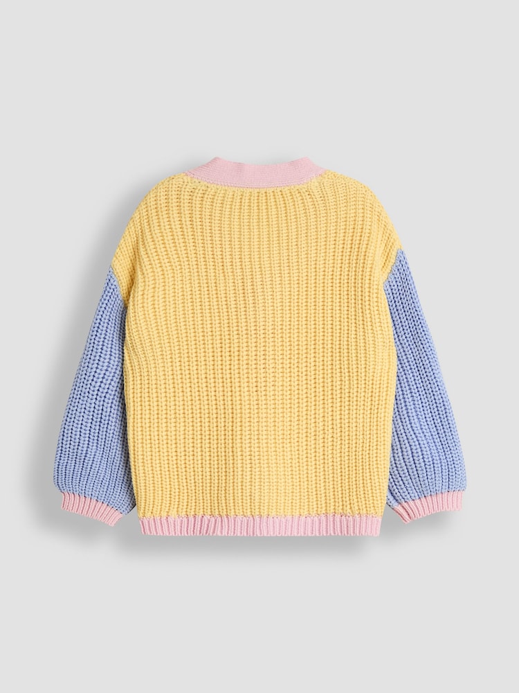 JoJo Maman Bébé Yellow Daisy Crochet 100% Cotton Cardigan - Image 2 of 3