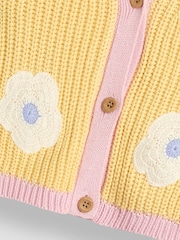 JoJo Maman Bébé Yellow Daisy Crochet 100% Cotton Cardigan - Image 3 of 3