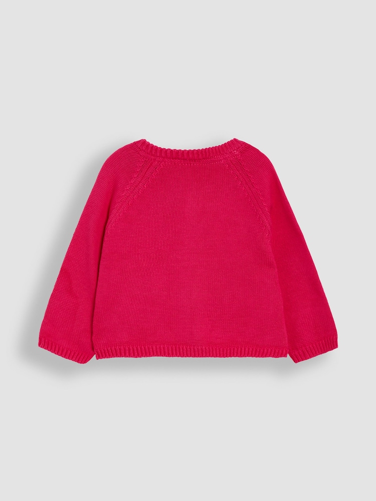 JoJo Maman Bébé Fuchsia Pink Unicorn Applique Pet in Pocket Character Cardigan - Image 3 of 3