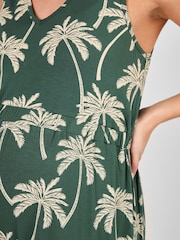 JoJo Maman Bébé Khaki Maternity Palm Print Wide Leg Jersey Jumpsuit - Image 4 of 4