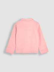 JoJo Maman Bébé Pink Floral Embroidered Collared Twill Jacket - Image 3 of 5
