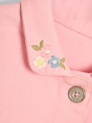 JoJo Maman Bébé Pink Floral Embroidered Collared Twill Jacket - Image 4 of 5