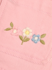 JoJo Maman Bébé Pink Floral Embroidered Collared Twill Jacket - Image 5 of 5