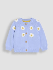 JoJo Maman Bébé Blue Daisy Embroidered Cardigan - Image 1 of 3