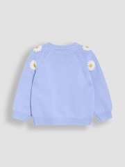 JoJo Maman Bébé Blue Daisy Embroidered Cardigan - Image 2 of 3