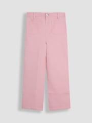JoJo Maman Bébé Pink Twill Wide Leg Patch Pocket Trousers - Image 1 of 3