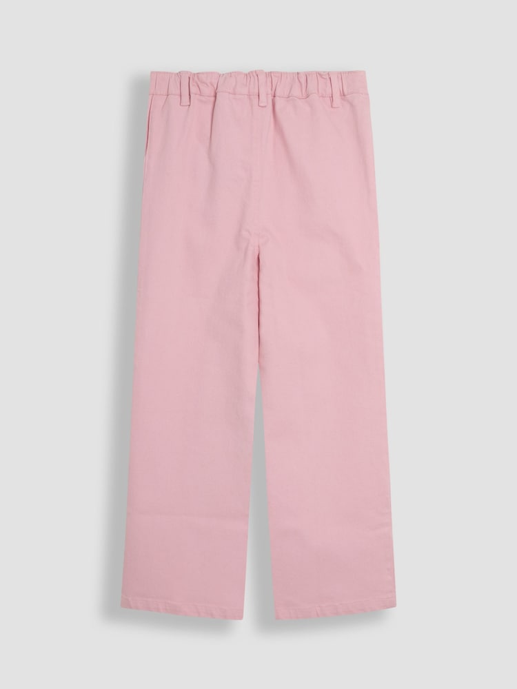JoJo Maman Bébé Pink Twill Wide Leg Patch Pocket Trousers - Image 2 of 3