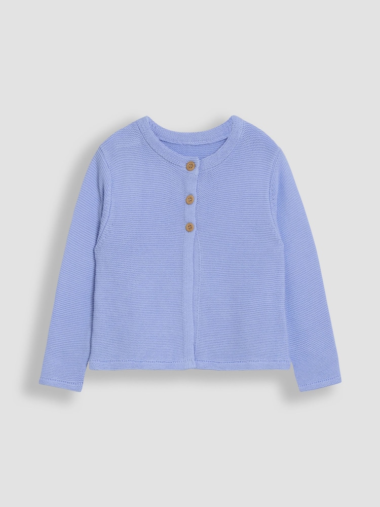JoJo Maman Bébé Blue Classic 100% Cotton Cardigan - Image 1 of 3