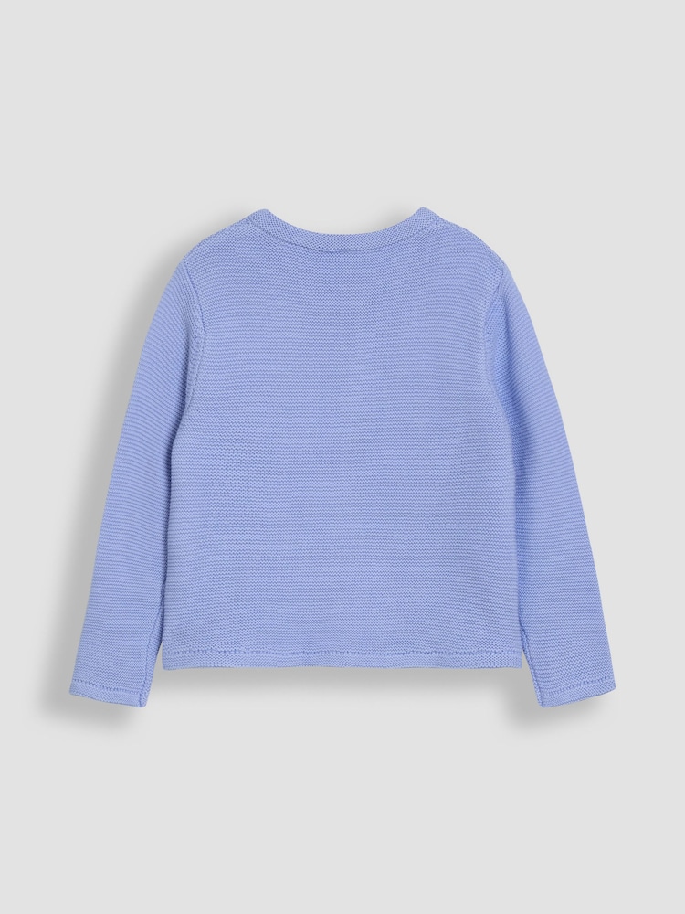 JoJo Maman Bébé Blue Classic 100% Cotton Cardigan - Image 2 of 3