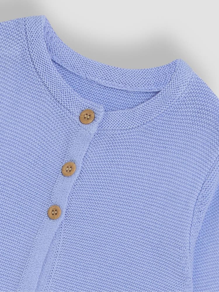 JoJo Maman Bébé Blue Classic 100% Cotton Cardigan - Image 3 of 3