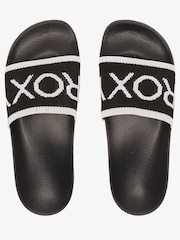 Roxy Black Slippy Knit Logo Sliders - Image 4 of 5