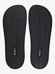 Roxy Black Slippy Knit Logo Sliders - Image 5 of 5