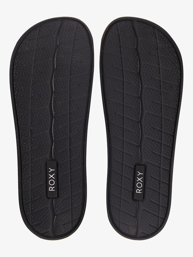 Roxy Black Slippy Knit Logo Sliders - Image 5 of 5
