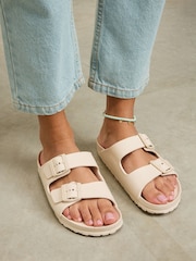 Roxy Cream Kattie Buckle Sliders - Image 1 of 9