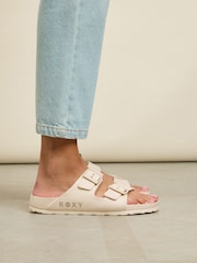 Roxy Cream Kattie Buckle Sliders - Image 6 of 9