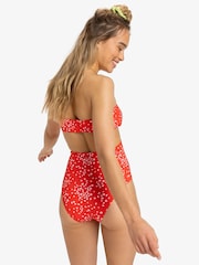 Roxy Red Ditsy Floral Print Halterneck One Piece Swimsuit - Image 2 of 5