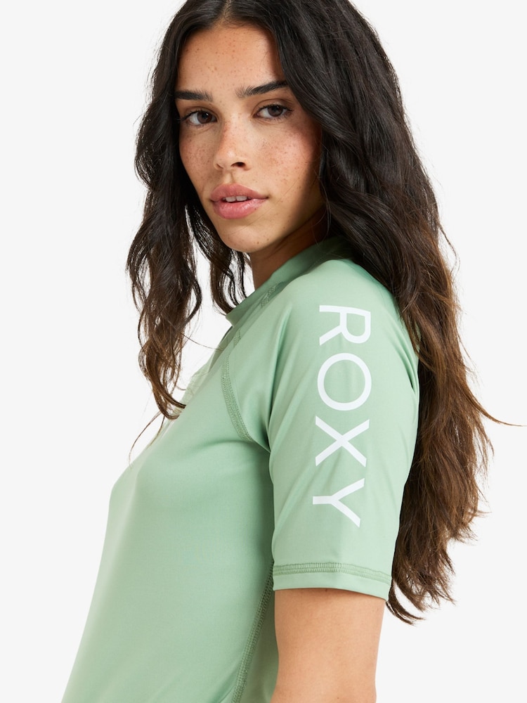 Verde - Bluză de protecție Roxy Wholehearted cu mânecă scurtă și logo - Image 3 of 6