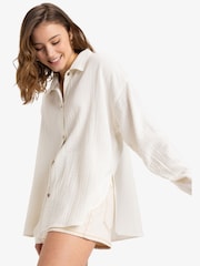 Roxy Cream Morning Time Long Sleeve 100% Cotton Shirt - Image 3 of 6