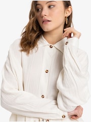 Roxy Cream Morning Time Long Sleeve 100% Cotton Shirt - Image 4 of 6