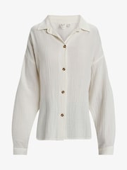 Roxy Cream Morning Time Long Sleeve 100% Cotton Shirt - Image 6 of 6