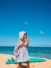 Roxy Floral Print Stay Magical Hooded Poncho 100% Cotton Towel - Imagen 2 de 3