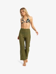 Roxy Green Lagos Dream Crochet Beach 100% Cotton Trousers - Image 1 of 4