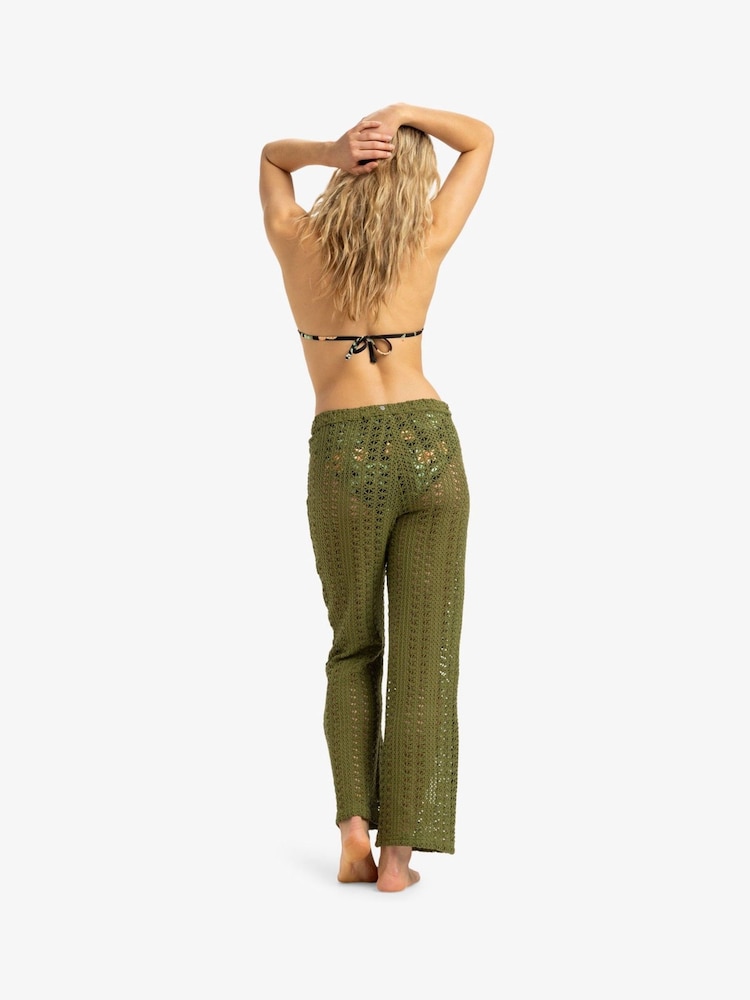Roxy Green Lagos Dream Crochet Beach 100% Cotton Trousers - Image 2 of 4