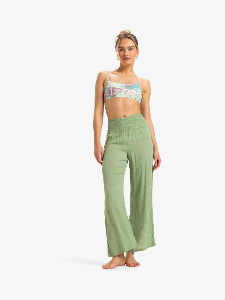 Roxy Green Along The Beach High Waist Trousers - Image 1 of 5