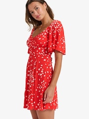 Roxy Red Ditsy Floral Print Mercado Mini Dress - Image 6 of 7