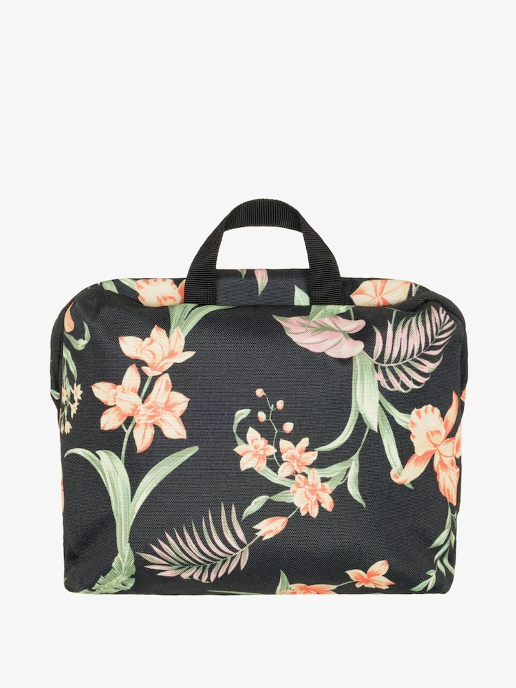 Roxy Black Tropical Print Cute Plane Logo Hanging Bag - Image 2 of 4 Roxy Black Tropical Print Cute Plane Logo Hanging Bag - Image 2 of 4