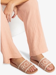 Roxy Pink Slippy Knit Logo Sliders - Image 1 of 9