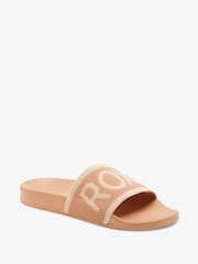Roxy Pink Slippy Knit Logo Sliders - Image 5 of 9