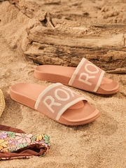 Roxy Pink Slippy Knit Logo Sliders - Image 7 of 9