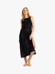 Roxy Black Playa Mood Crochet Midi Beach 100% Cotton Dress - Image 1 of 1