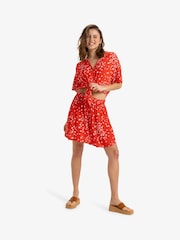Roxy Red Ditsy Floral Print Salty Sweet Short Sleeve Crop Shirt - Image 5 of 5