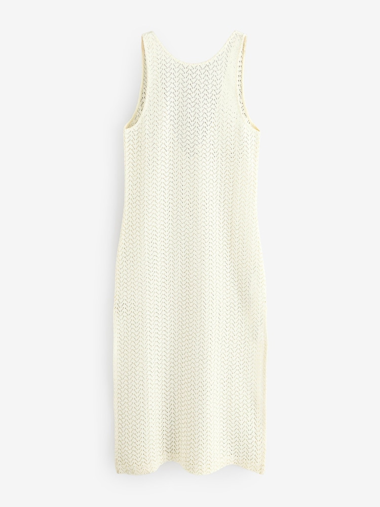 Roxy Cream Playa Mood Crochet Midi Beach 100% Cotton Dress - Image 1 of 1