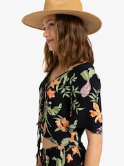 Blusa con lazo y estampado rosa de atardecer tropical de Roxy - Imagen 3 de 6