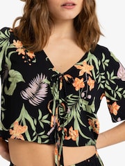 Blusa con lazo y estampado rosa de atardecer tropical de Roxy - Imagen 4 de 6
