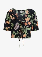 Blusa con lazo y estampado rosa de atardecer tropical de Roxy - Imagen 6 de 6
