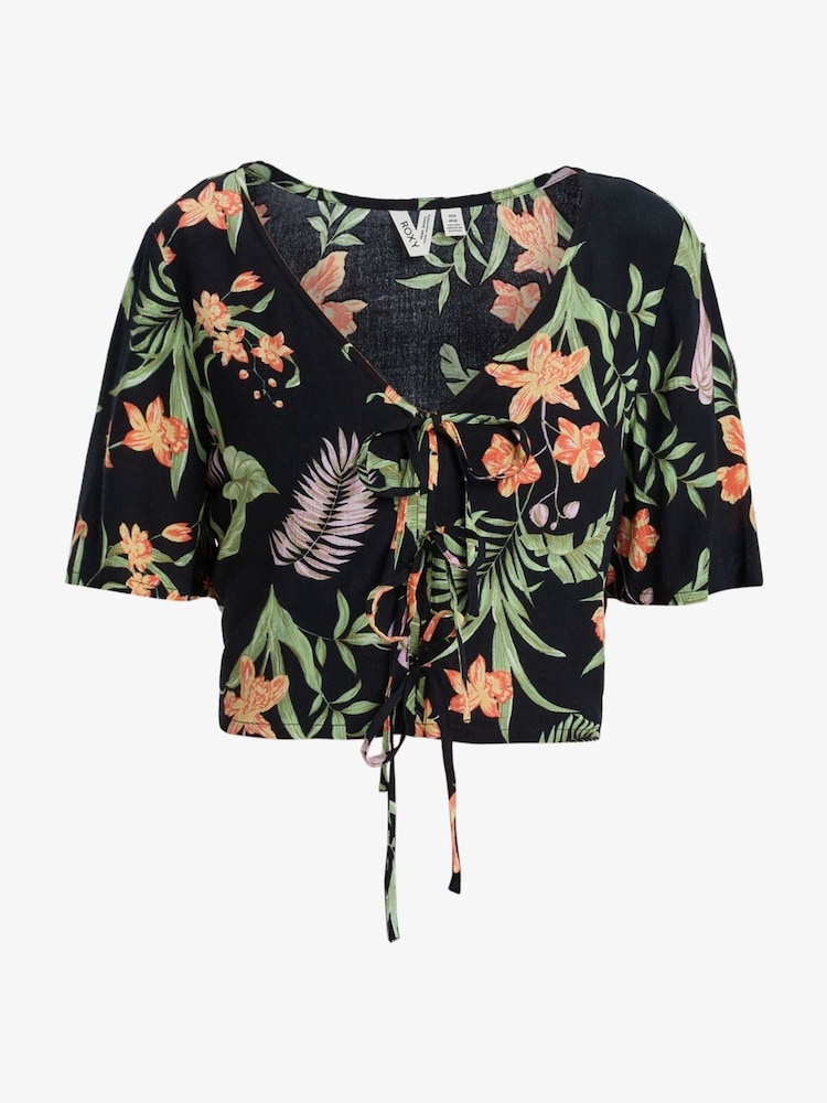 Blusa con lazo y estampado rosa de atardecer tropical de Roxy - Imagen 6 de 6