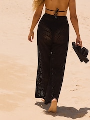 Roxy Black Mood Moving Crochet 100% Cotton Trousers - Image 6 of 8