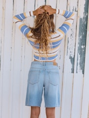 Roxy Blue Denim Authentic Story Regular Bermuda Shorts - Image 2 of 9
