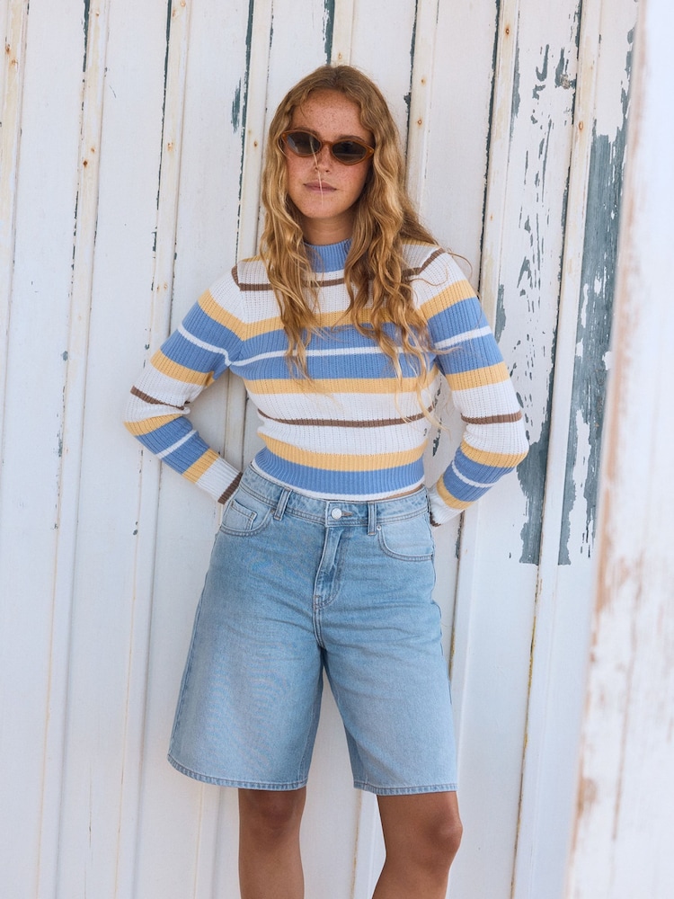 Roxy Blue Denim Authentic Story Regular Bermuda Shorts - Image 3 of 9