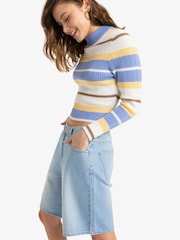Roxy Blue Denim Authentic Story Regular Bermuda Shorts - Image 7 of 9