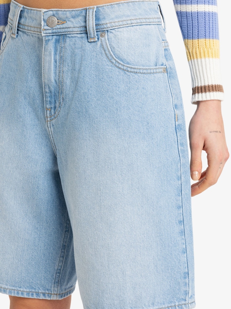 Roxy Blue Denim Authentic Story Regular Bermuda Shorts - Image 8 of 9