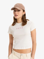 Roxy Cream Beach Love Short Sleeve Logo 100% Cotton T-Shirt - Image 1 of 6