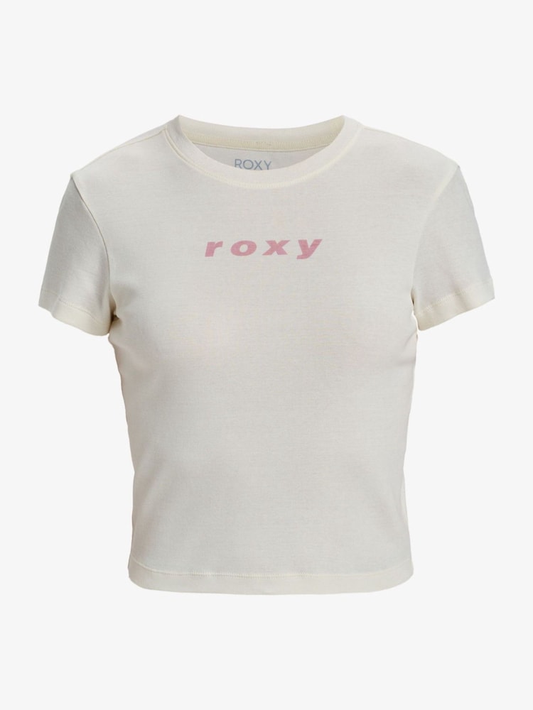 Roxy Cream Beach Love Short Sleeve Logo 100% Cotton T-Shirt - Image 6 of 6 Roxy Cream Beach Love Short Sleeve Logo 100% Cotton T-Shirt - Image 6 of 6
