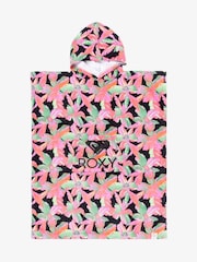 Roxy Pink Tropical Print Logo Hooded Towel - Image 1 of 3